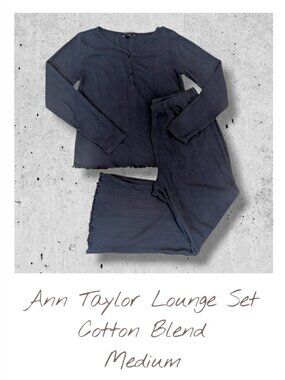 Circular Fashion: Navy Blue Pajama Loungewear Set, Women's Medium